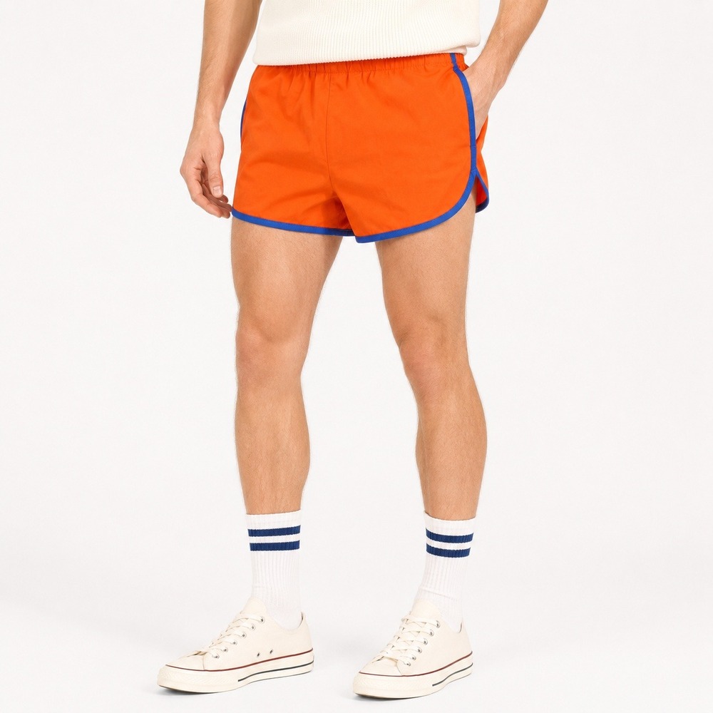 70s Vintage Dolphin Running Shorts Mens M Orange Blue 3" Swim Shorts Kings Road
